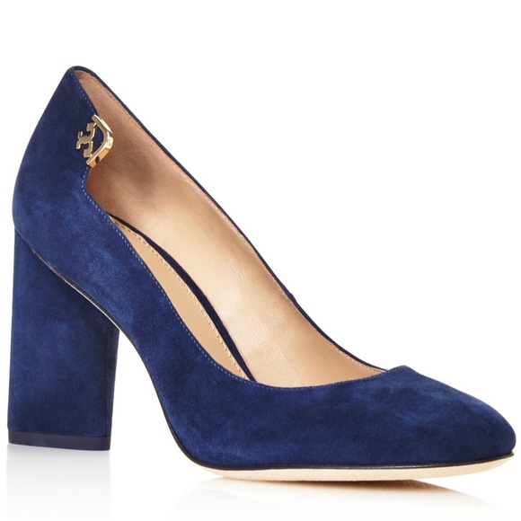 EUC Tory Burch Elizabeth 85mm Round-Toe Pump - Royal Navy Suede (Size 10) - Picture 2 of 12